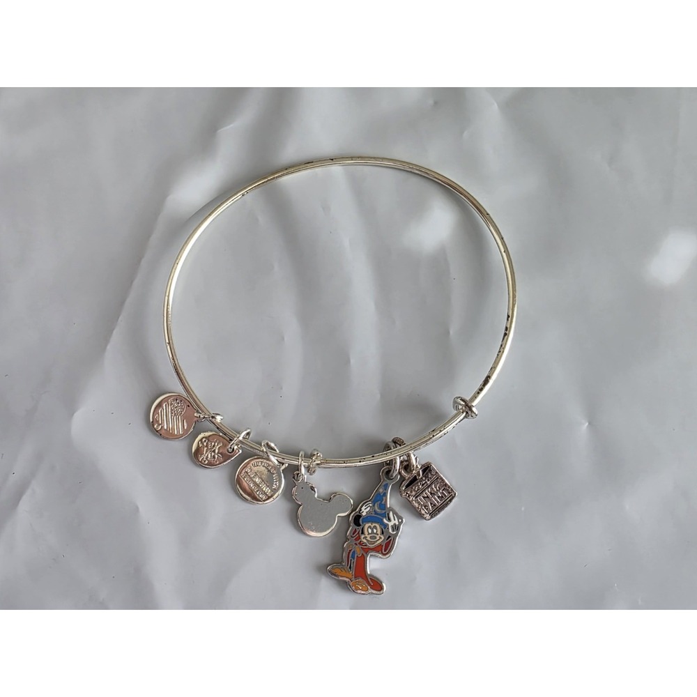 Alex and Ani Disney Sorcerer Mickey Fantasia Ink & Paint Silver Bangle Bracelet
